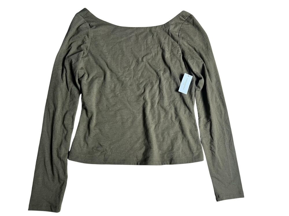 Banana Republic Top Womens S Green Long Sleeve Scoop Neck Stretch Tee Basic